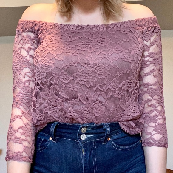 ARDENE Rose Lace Off Shoulder Top - Picture 1 of 2